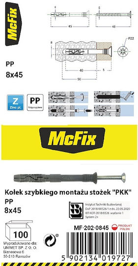 Schnellmontage Schraubanker Kegel Pp 8*45mm Mf-202-0845