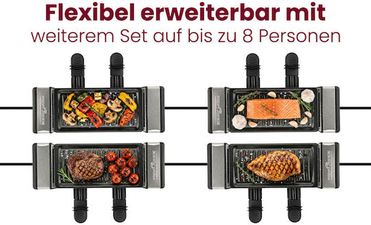 Profi Cook PC-RG 1324 Tabletop Electric Raclette Grill with Smooth and Grooved Plate 700W 20x10cm
