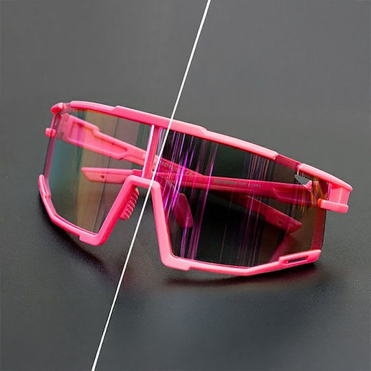 Rockbros Cycling Glasses with Pink Frame and Photochromic Lenses