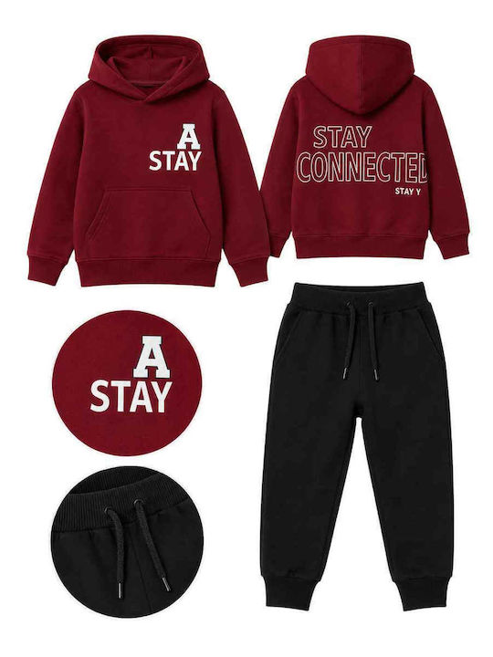 Set Trening Pentru Copii Cu Bluză Burgundy-Negru