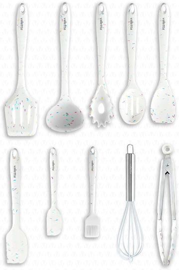 SteweHome Silicone Cooking Utensil Set 10 Pieces White