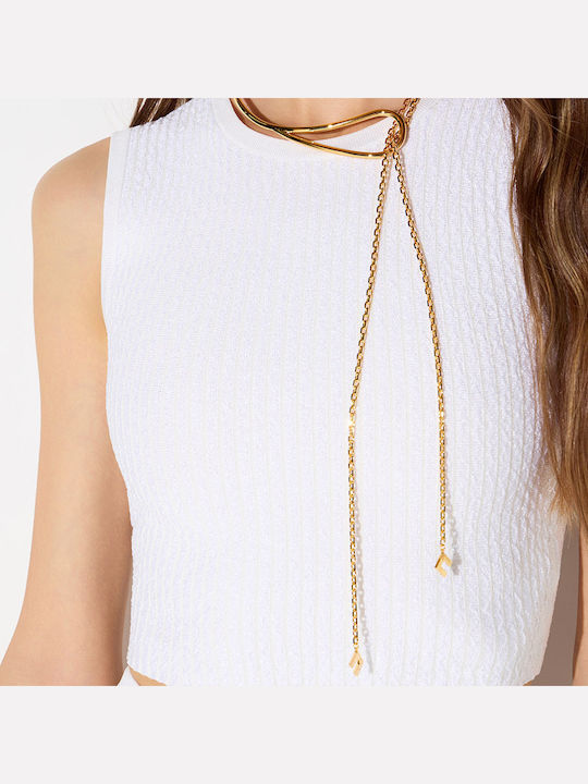 Damen Crop Top Ärmellos Weiß
