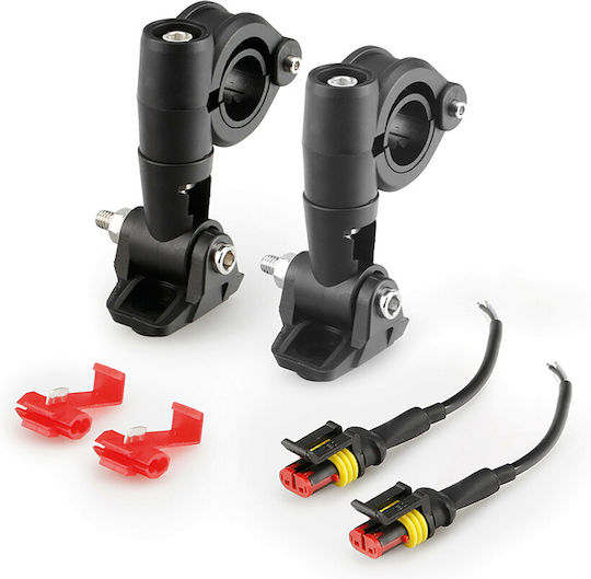 Lampa Lampa Moto Fog Lights Fog-X1 12V 20W 2123Lm 6000-6500K Φ76mm 4 LED Waterproof IP68 Wiring Mounts Φ24-26mm Set 2 Pcs 9158.1-LM 9158.1-LM