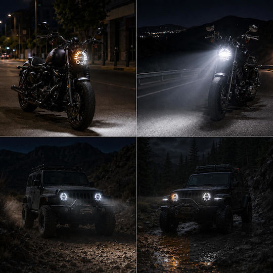 Front Light LED H4 7" 12-24V 40W 4000LM 6500K Universal Turn Signal LWLGZD0015 Growpal