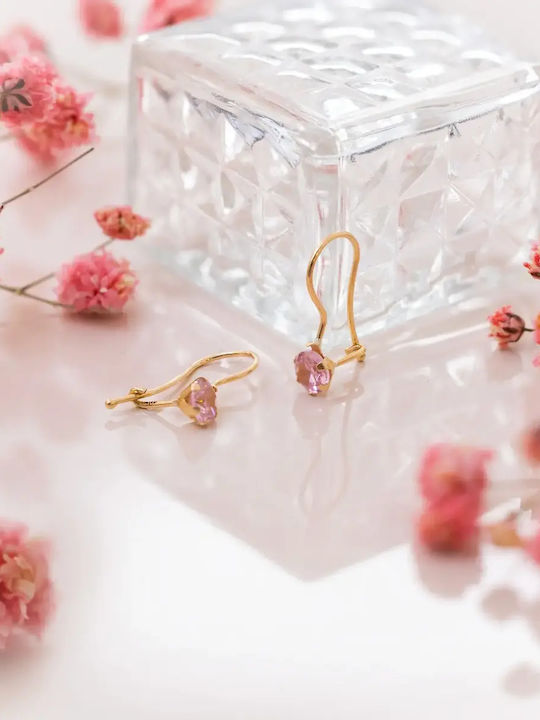 Детски Обици Studs с Камъни от Злато 9К