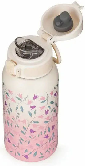 Petite & Mars Sticlă Pentru Copii Termos Din Oțel Inoxidabil Cu Pai Roz 500ml