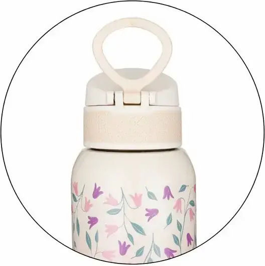 Petite & Mars Sticlă Pentru Copii Termos Din Oțel Inoxidabil Cu Pai Roz 500ml