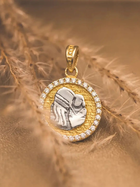 Hängende Charms Tierkreiszeichen Wassermann aus Weißgold 9K mit Zirkon
