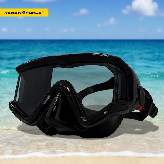 Renew Force Mască De Scufundare Din Silicon Cu Snorkel Neagră