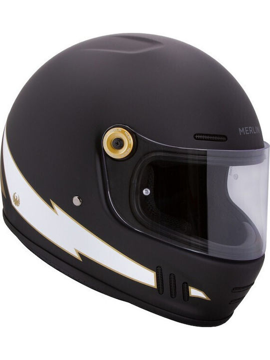 Merlin Revival Flash Matt Black Motorcycle Helmet Full Face ECE 22.06 with Sun Visor
