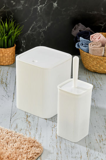 SteweHome Kunststoff Satz Badezimmer Mülleimer und Bürste 6,5 lt