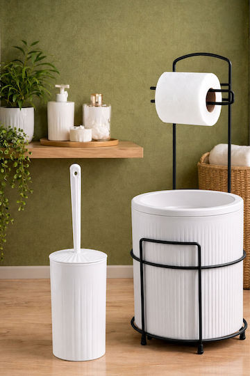 SteweHome Kunststoff Satz Badezimmer Mülleimer und Bürste Weiß