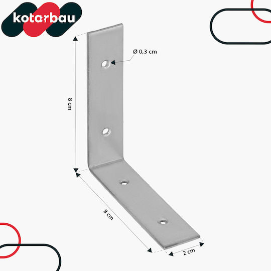 Kotarbau Ъглов Рафтов Тежкотоварен От Неръждаема Стомана В Сив Цвят 80x80mm 100 Бройки