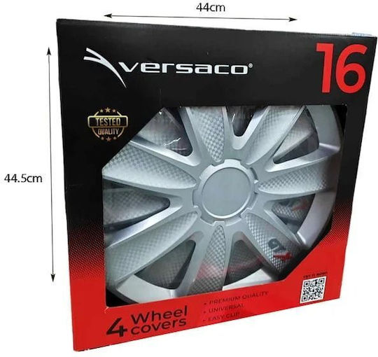 Versaco Set Capace roți auto 4 buc 16" Argintii Wheel Covers