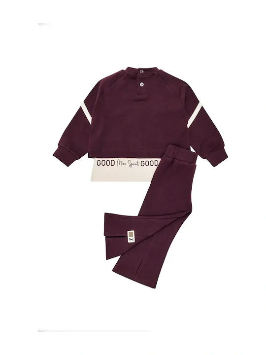 Kids Set with Leggings Summer 3 Pieces Burgundy