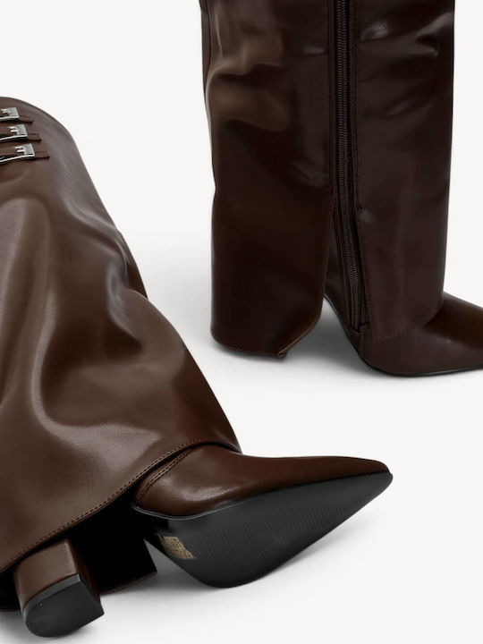 Brown Boots Triple Decorative Buckle
