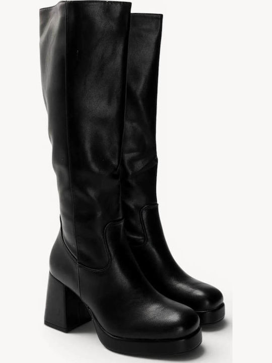 Black Boots Platform Thick Heel
