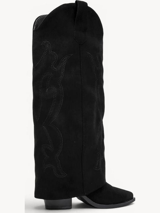 Black Western Boots Embroidered Design Pointed Toe
