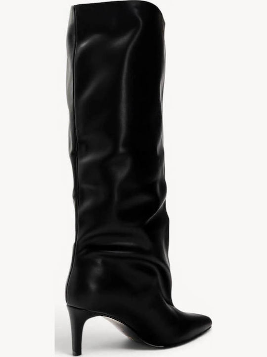 Black Slouch Boots Kitten Heel