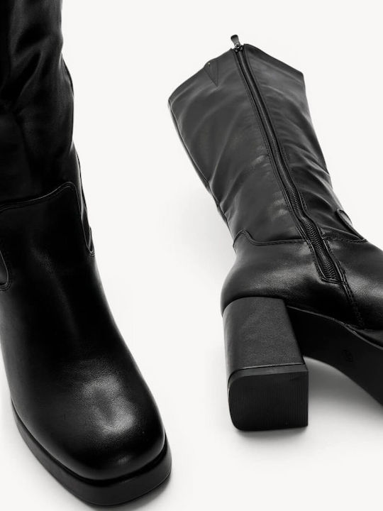 Black Boots Platform Thick Heel
