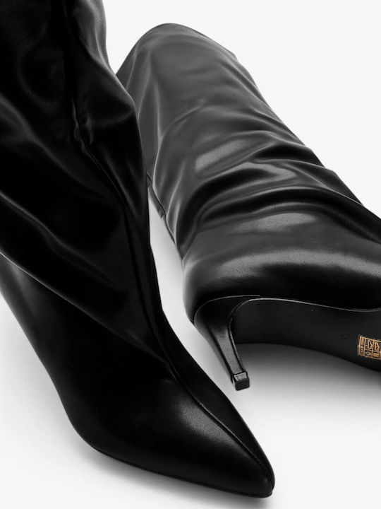 Black Slouch Boots Kitten Heel