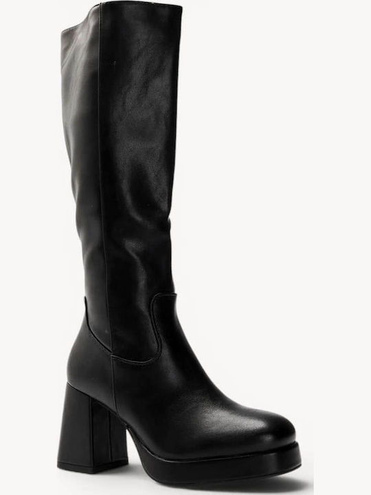Black Boots Platform Thick Heel