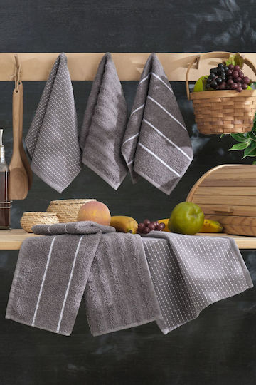SteweHome Prosop De Bucătărie Din 100% Bumbac În Culoare Gri 30x50cm 6 Bucăți