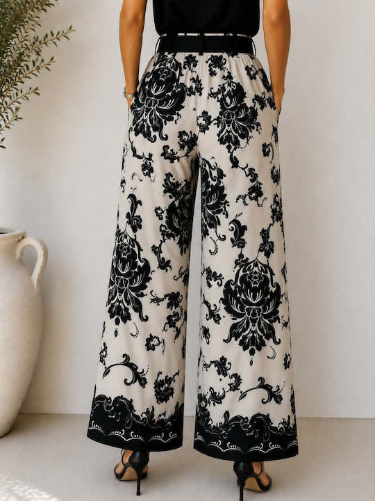 Women's Pantaloons with Rubber Band in Loose Fit Ecru