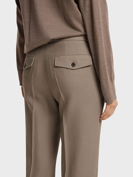 Дамско Висока Талия Текстилно Панталони Чарлстон Light Brown