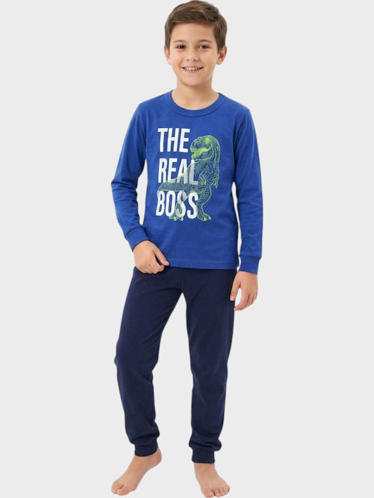 Nina Club Kids Winter Pyjamas Blue Dino Nina Club Kids Winter Pyjamas Blue Dino