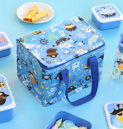 A Little Lovely Company Bento Stainless Steel Kids Water Bottle Set Pirates Thermos with Straw Silver 350ml