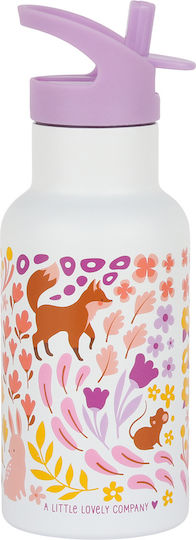 A Little Lovely Company Bento Stainless Steel Kids Water Bottle Thermos with Straw Silver 350ml