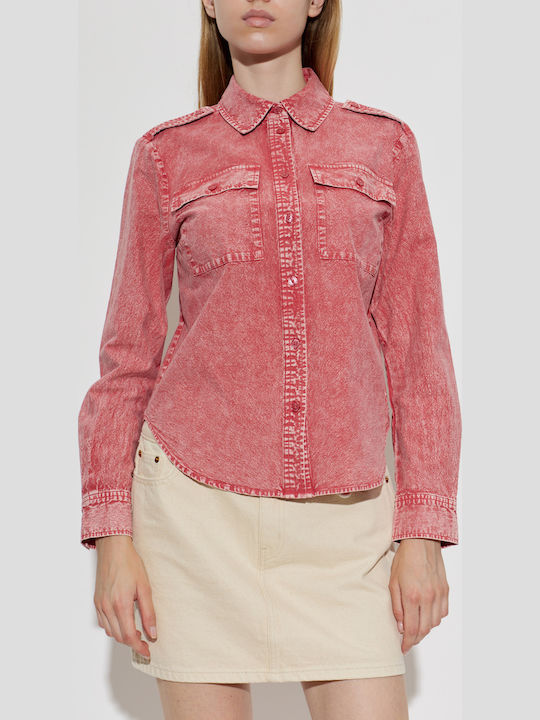 Long Sleeve Women's Denim Shirt Blackberry