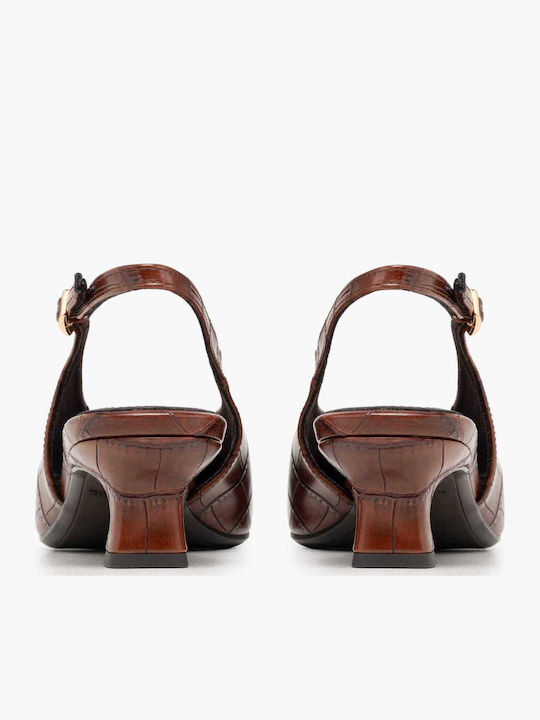 Leder Spitze Zehe Pumps mit Braun Absatzhöhe