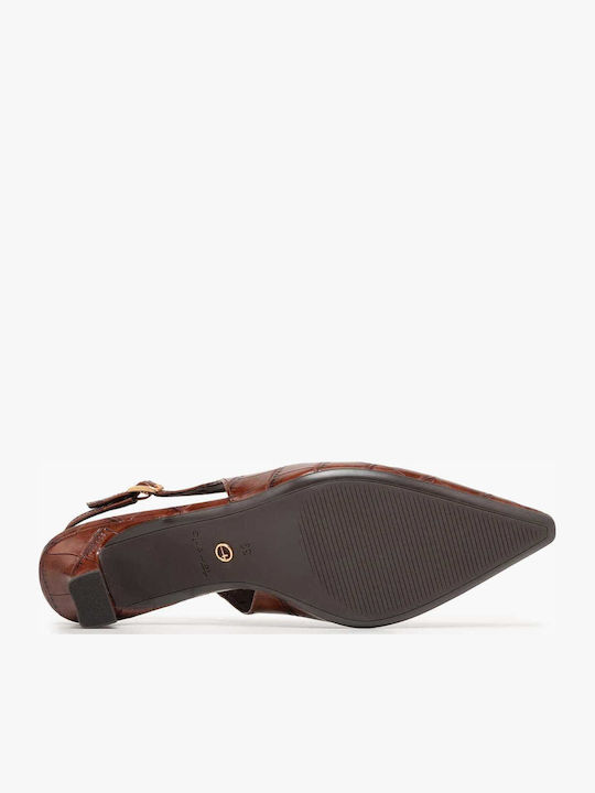 Leder Spitze Zehe Pumps mit Braun Absatzhöhe