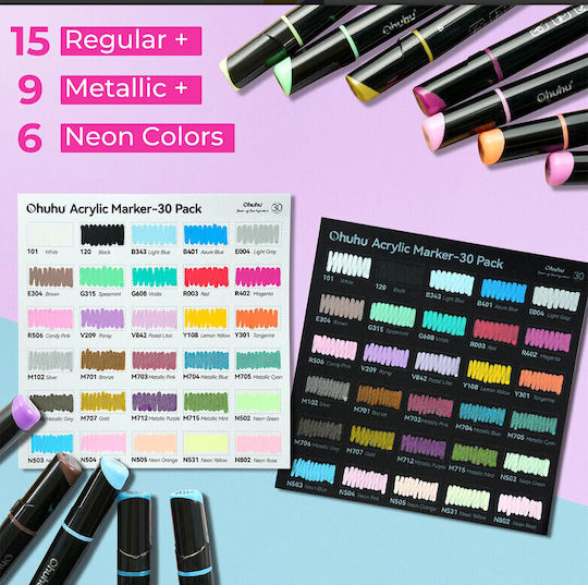 Ohuhu Drawing Markers with Double Tip Set 30 Colours