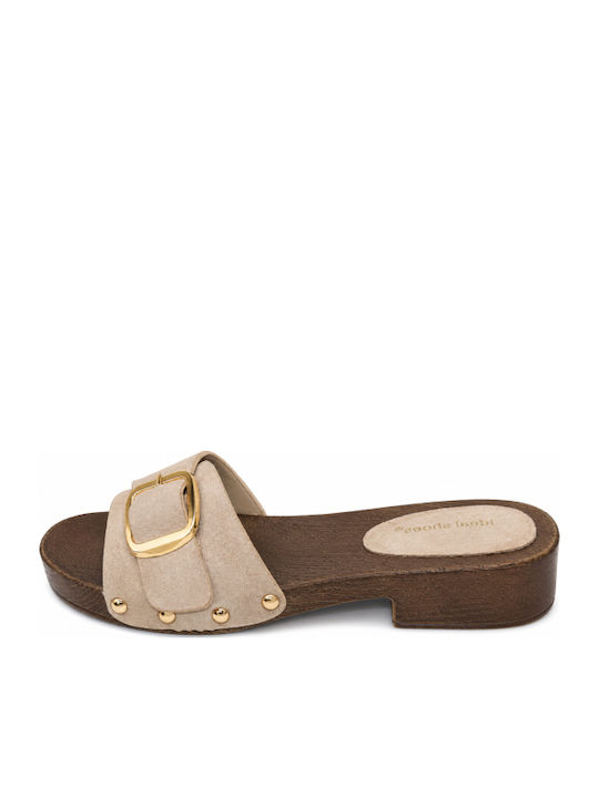 Flat Mules σε Μπεζ Χρώμα