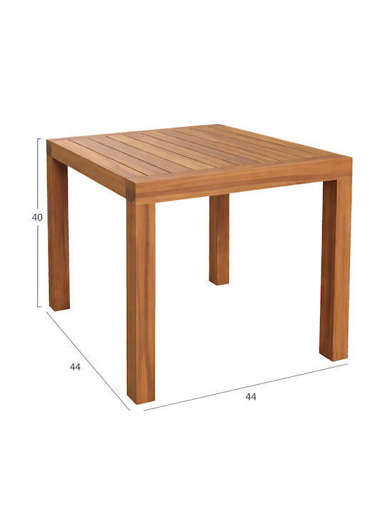 Wooden Auxiliary Table for Small Outdoor Spaces Bler Natural 44x44x40cm