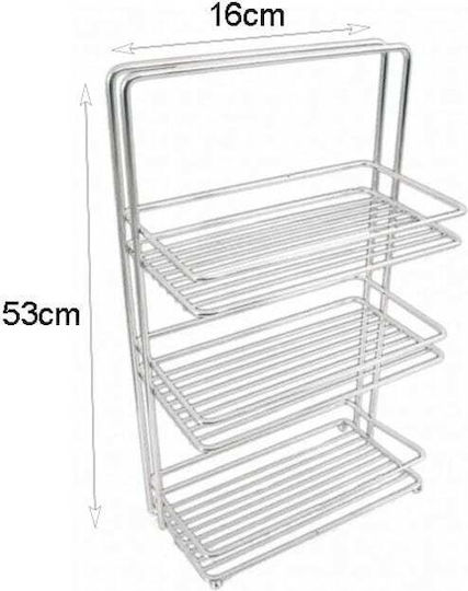 Sidirela Wall Mounted Bathroom Shelf Metallic 25x13x53cm Silver