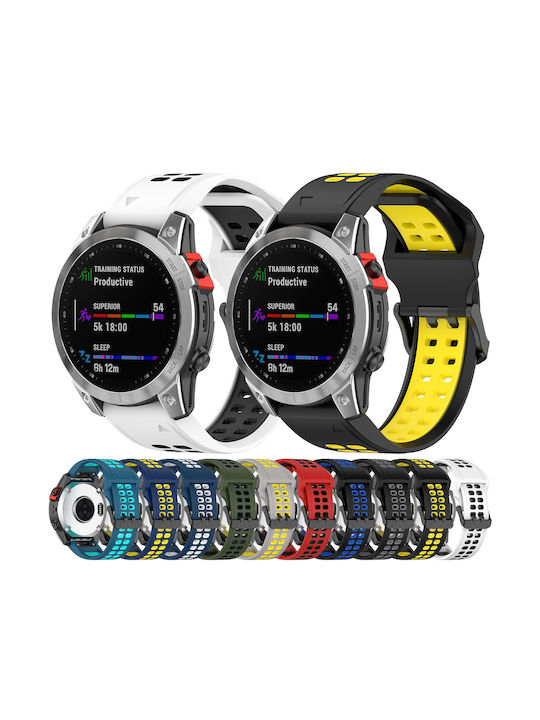 Garmin Instinct Crossover Solar Two Tone Reverse Buckle 22mm Watch Strap Silicone Blue + White
