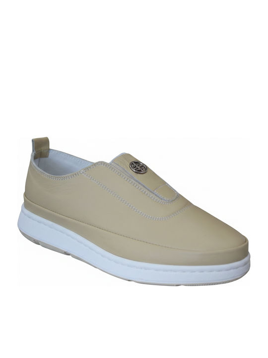Women's Leather Beige Slip-On
