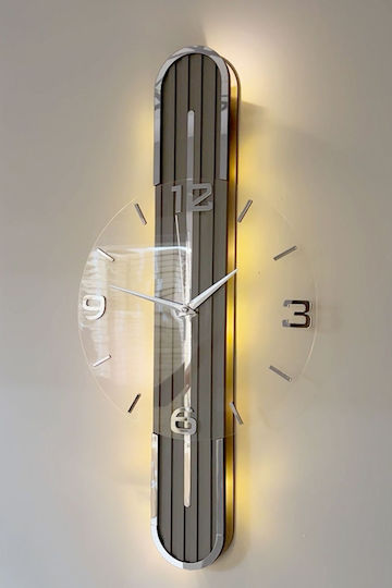 SteweHome Ceas de Perete Silent Digital Oglindă Transparent 60x33cm