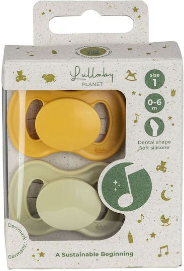 Lullaby Planet Silicone Pacifiers Green for 0-6 Months 2 Pieces