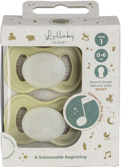 Lullaby Planet Pacifiers Rubber Night Green for 0-6 Months 2 Pieces