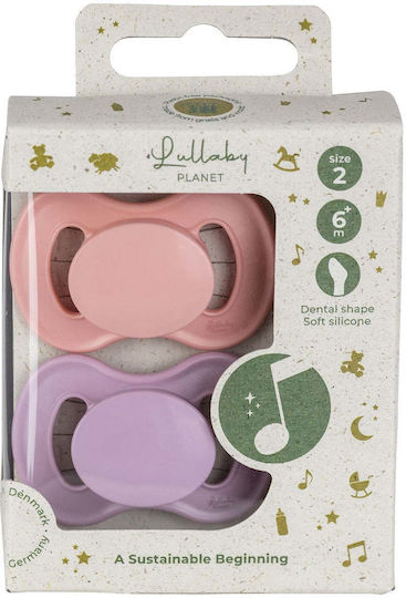 Lullaby Planet Silicone Pacifiers Pink for 6+ Months 2 Pieces