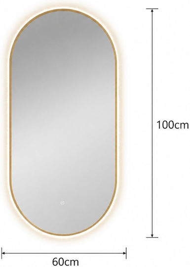 Mirror-2001 Καθρέπτης Οβάλ Χρυσός & LED Φωτισμό 100x60cm Mirror-2001 Καθρέπτης Οβάλ Χρυσός & LED Φωτισμό 100x60cm
