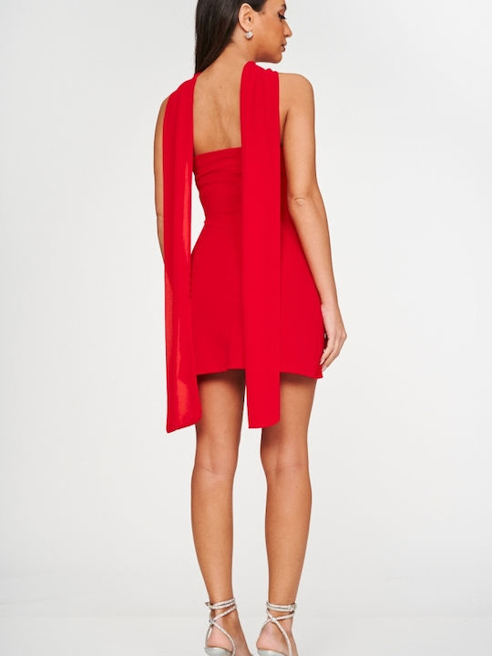 Summer Mini Evening Strapless Red Dress