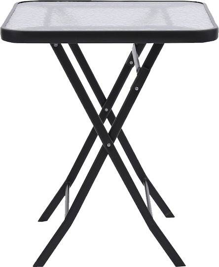 Table for Small Outdoor Spaces Foldable Metal with Glass Surface Gray 60x60x72cm