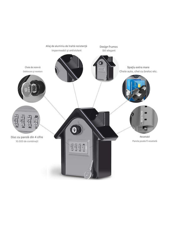 Combination Key Holder with Lock 15x13.5x5.5cm