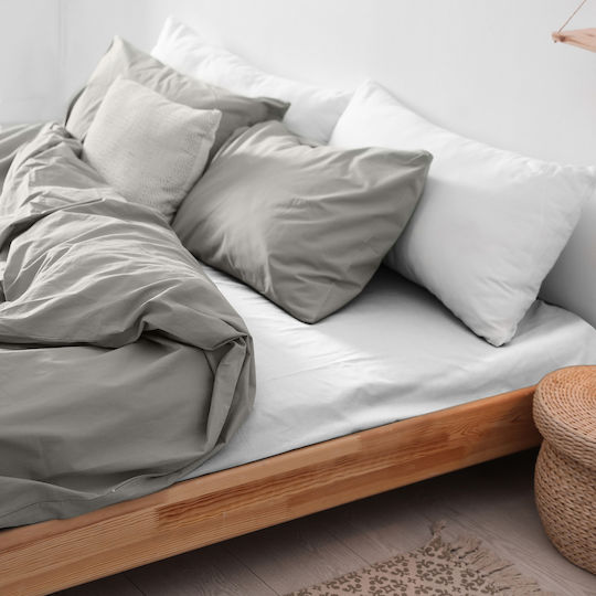 Darymex Σεντόνι King Size Φανελένιο με Λάστιχο 180x200εκ. Flannel Λευκό